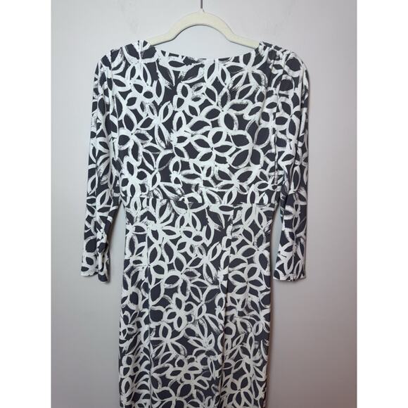 Lauren Ralph Lauren Surplice Dress Women Size 6 Black White V Neck Faux Wrap - Picture 5 of 9